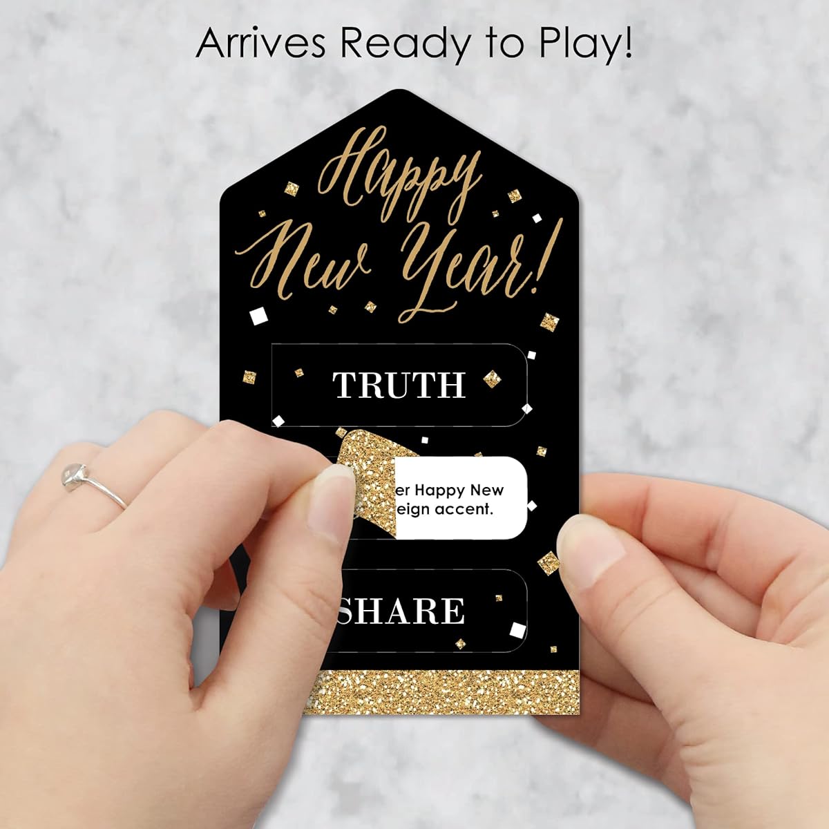 Big Dot of Happiness New Year's Eve - Gold - New Year's Eve Party Game Pickle Cards - Truth Dare Share Pull Tabs - Set of 12