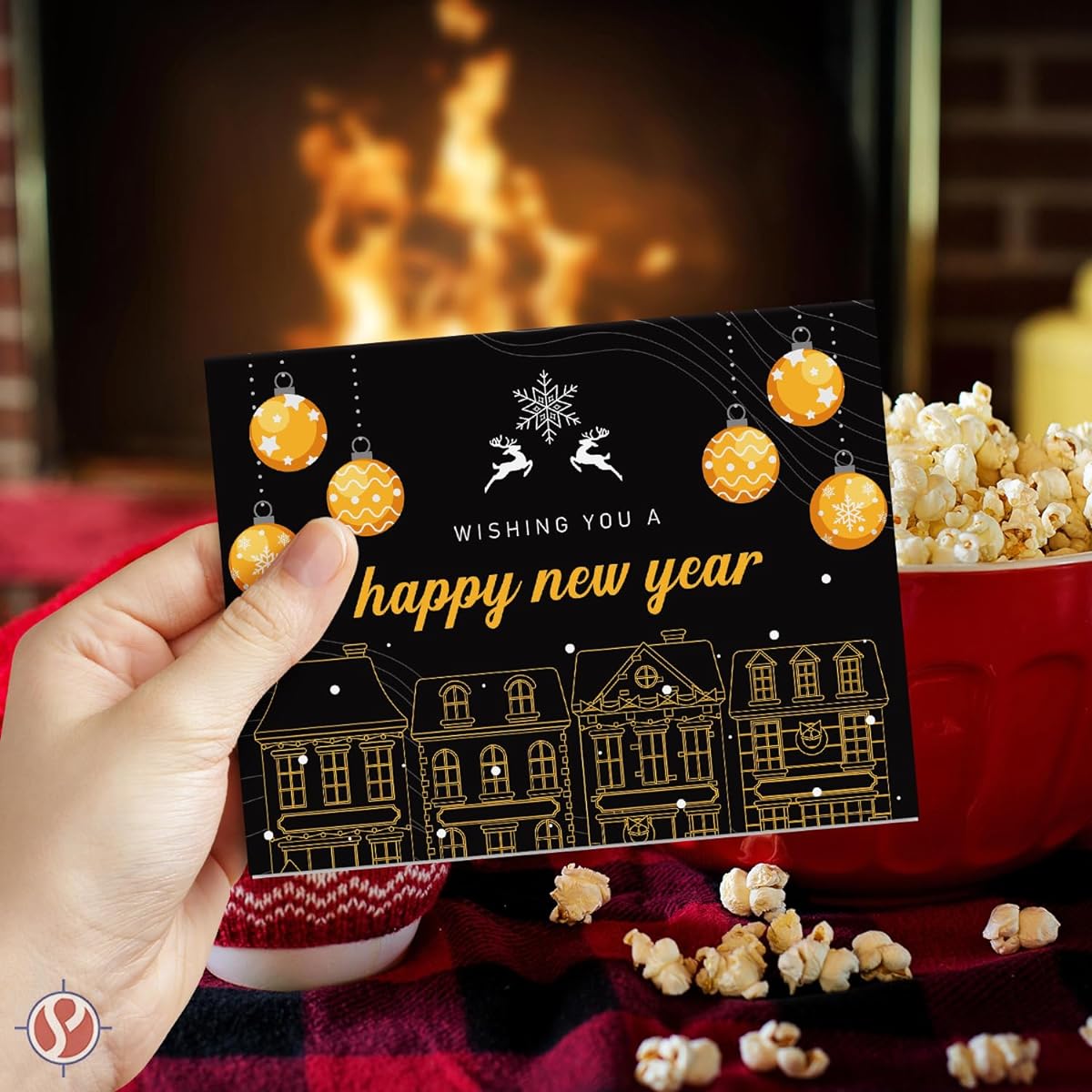 2022 Happy New Year Holiday Greeting Cards - Blank Holiday Foldover Cards & Envelopes Funny Emoji Cards - Christmas & New Year Gifts & Presents | 25 Cards & 25 Envelopes | 4.25 x 5.5 Inches (A2 Size)