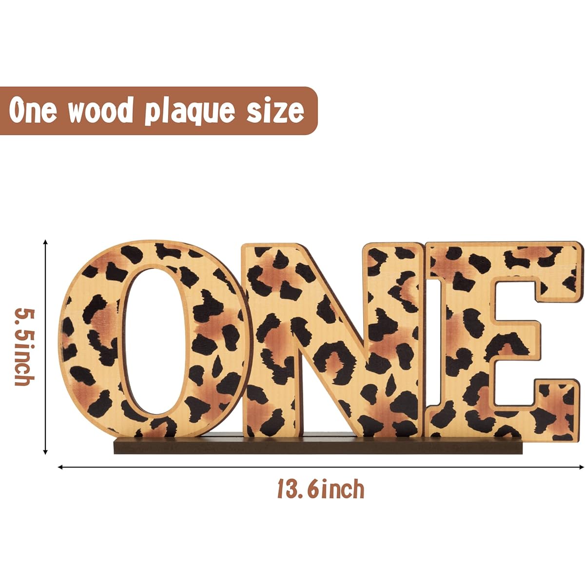 G1ngtar Leopard Print Wild One Wooden Table Centerpieces Baby Boy Girl Safari Animal Cheetah 1 Letter Sign Table Decor 1st Birthday Party Supplies Milestone Baby Shower Cake Smash Photo Props