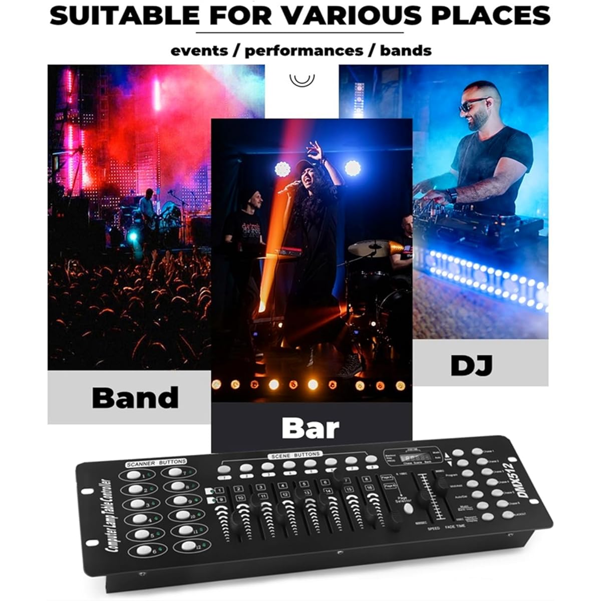 FODEXAZY DMX Controller 192 Channel DMX 512 Light Controller DMX Console Stage Light Controller Panel for DJ/Show/Party/Bar/Disco/Club/Live/Stage Lighting/Running/Program Editing