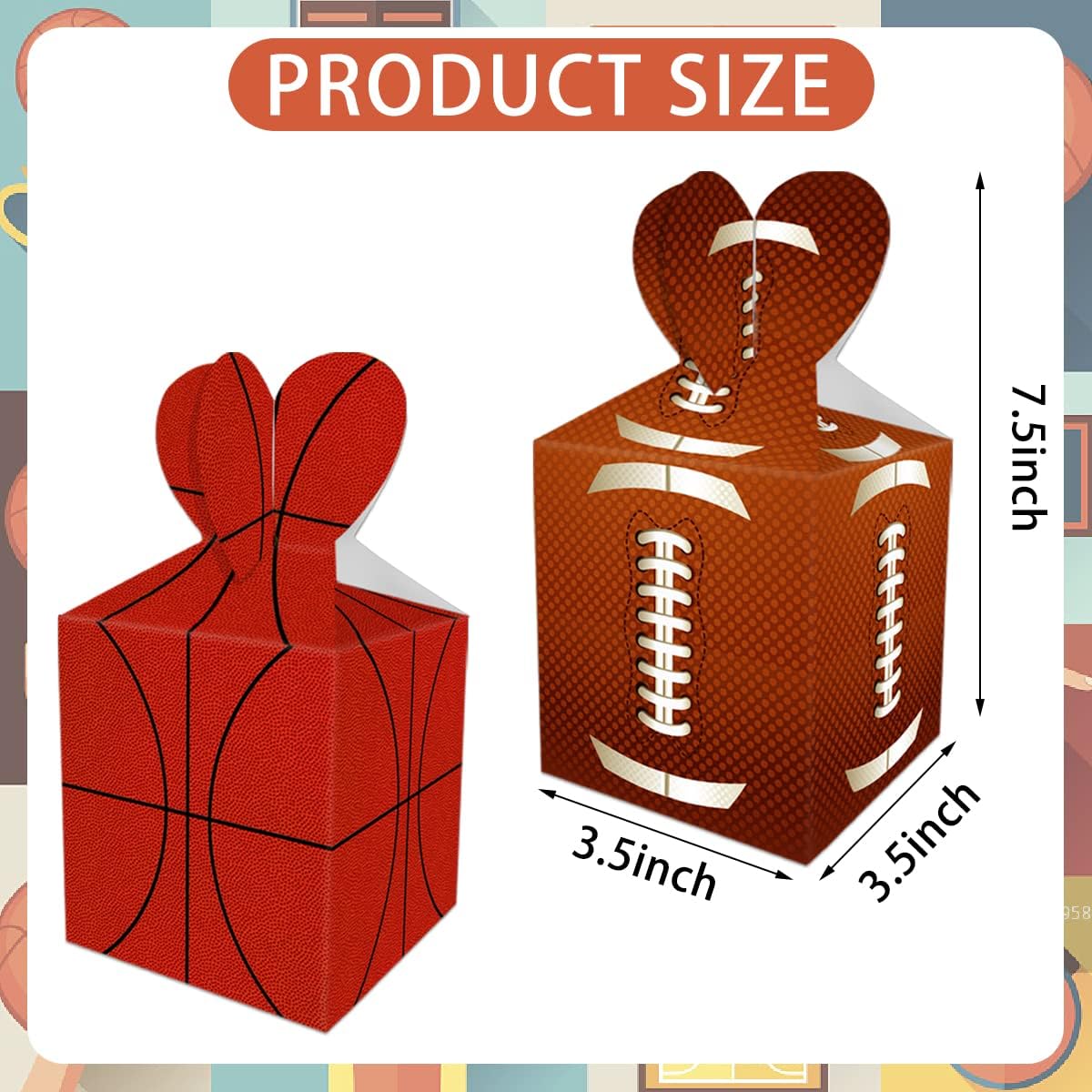 GADFAL 24pcs Sports Themed Party Favors Gift Boxes for Soccer, Baseball, Football, Basketball Birthday Party Decoration Supplies