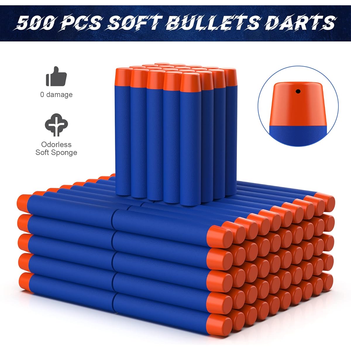 Tudaymol Nerf Bullets 500 Official Darts Nerf N-Elite Series Gun Darts Gun Refill Bullets Ammo Pack