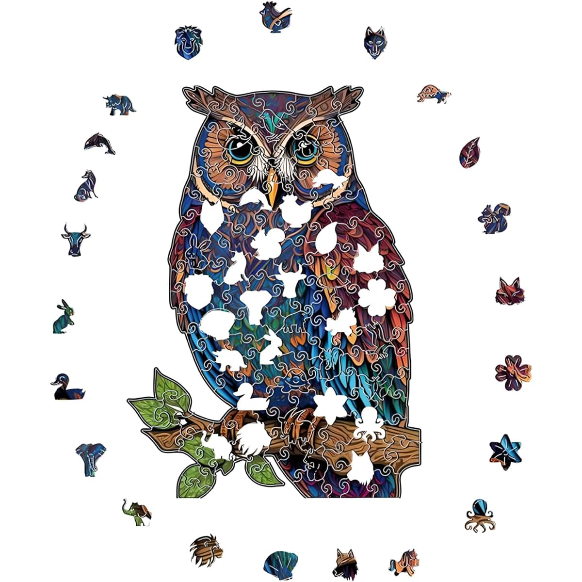 CRAFTHUB Wooden Jigsaw Puzzle - Owl Wooden Puzzle for Adults & Kids - Animal Shape Family Game Gift for Women and Men 158 Pieces A3 Size 10.6"x15.2"