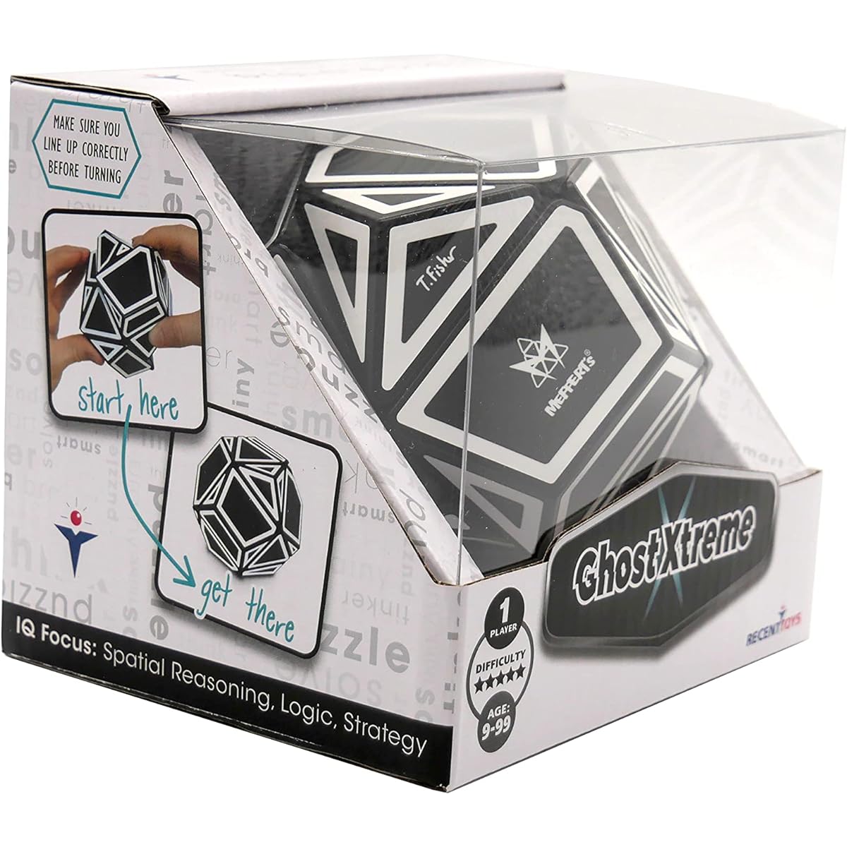 Project Genius Ghost Xtreme Speed Cube 3x3 Speed Cube One Player Game Brain Teaser Multicolor Puzzle Cube Gift for Kids Gift for Teen Boys 3x3