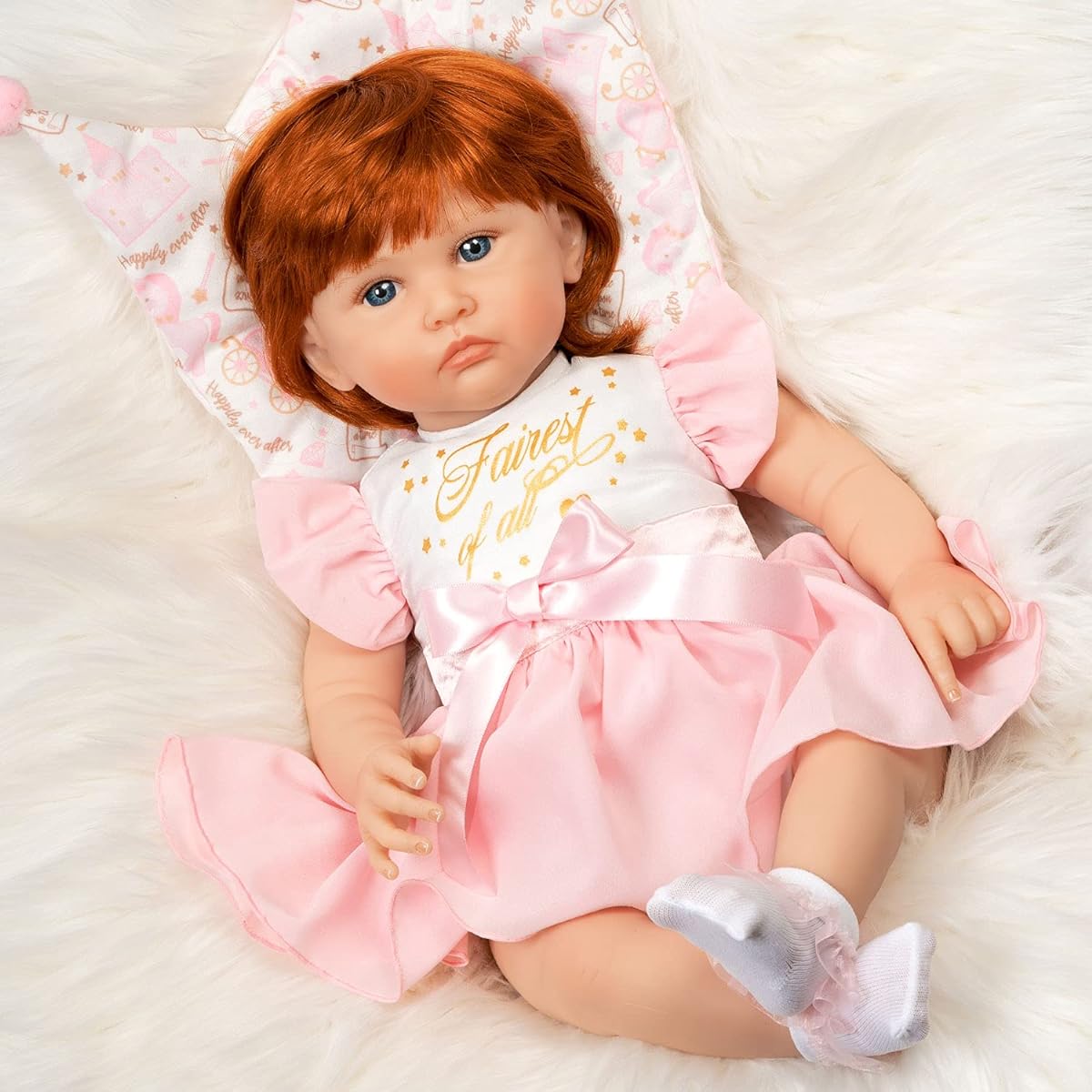 Paradise Galleries Reborn Toddler - Once Upon a Princess 20" Gentle Touch Vinyl Red Hair Realistic Baby Doll Gift Set