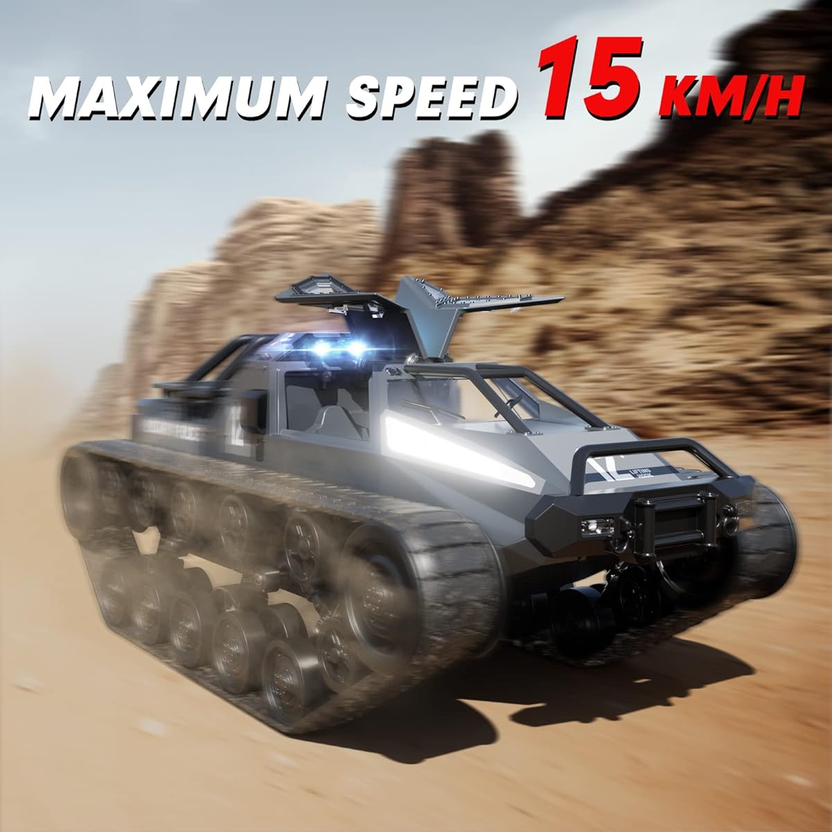 Supdex RC Tank 1:12 Remote Control Tank Toy 2.4Ghz RC Military Truck All Terrain RC Crawler Army Tank Off-Road 4WD High Speed Drift Tank Car with Rechargeable Battery Army Toys for Adults and Kids