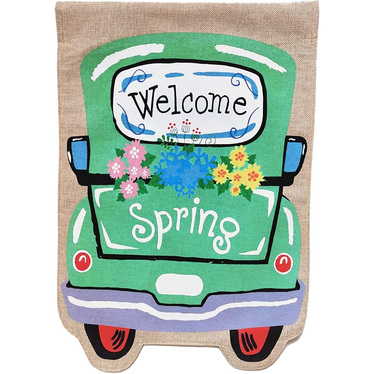 Welcome Spring Track Burlap Garden Flag 12.5" x 18" Briarwood Lane