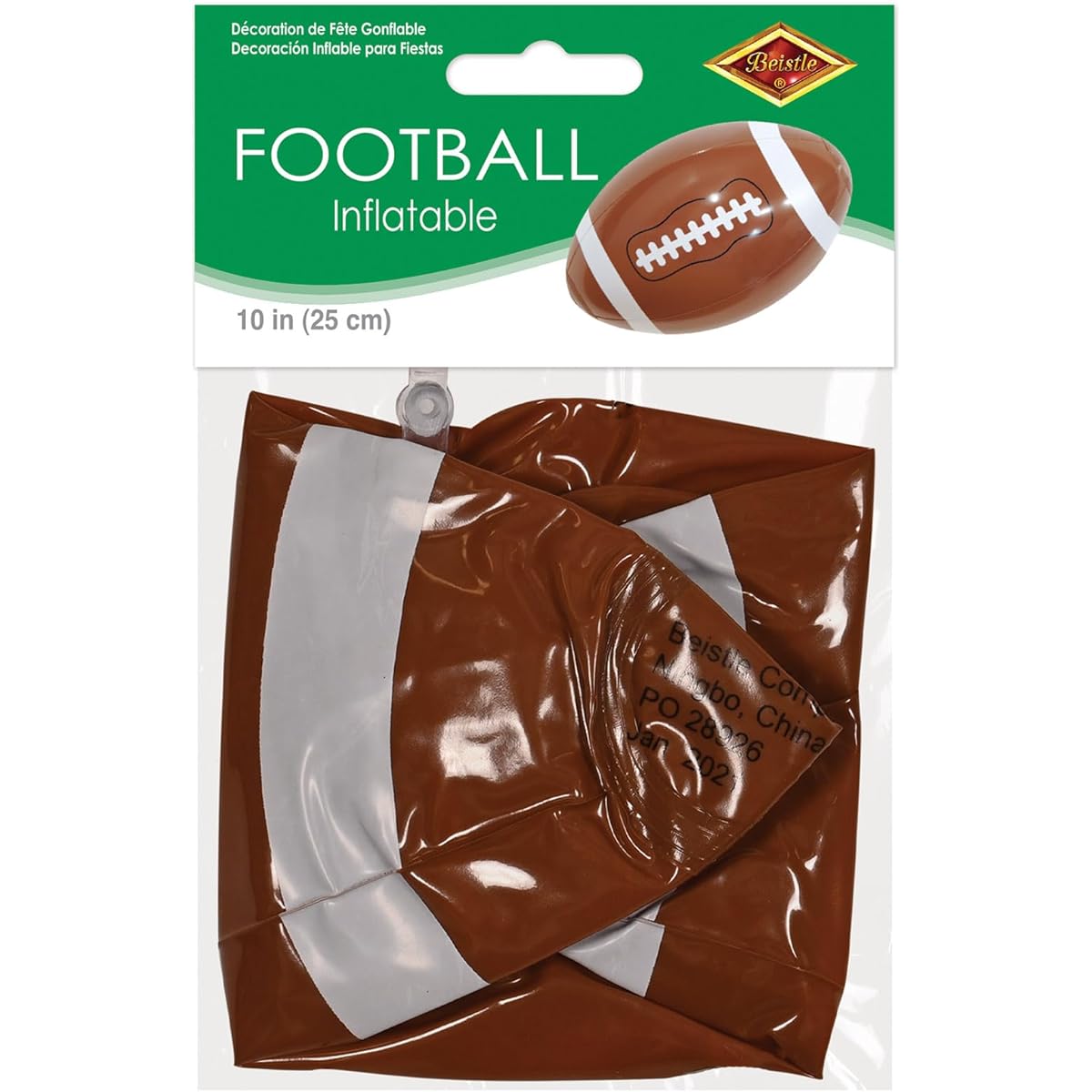 Beistle 54881 4 Pieces Inflatable Soccer Ball, 9 Inches, Brown/White