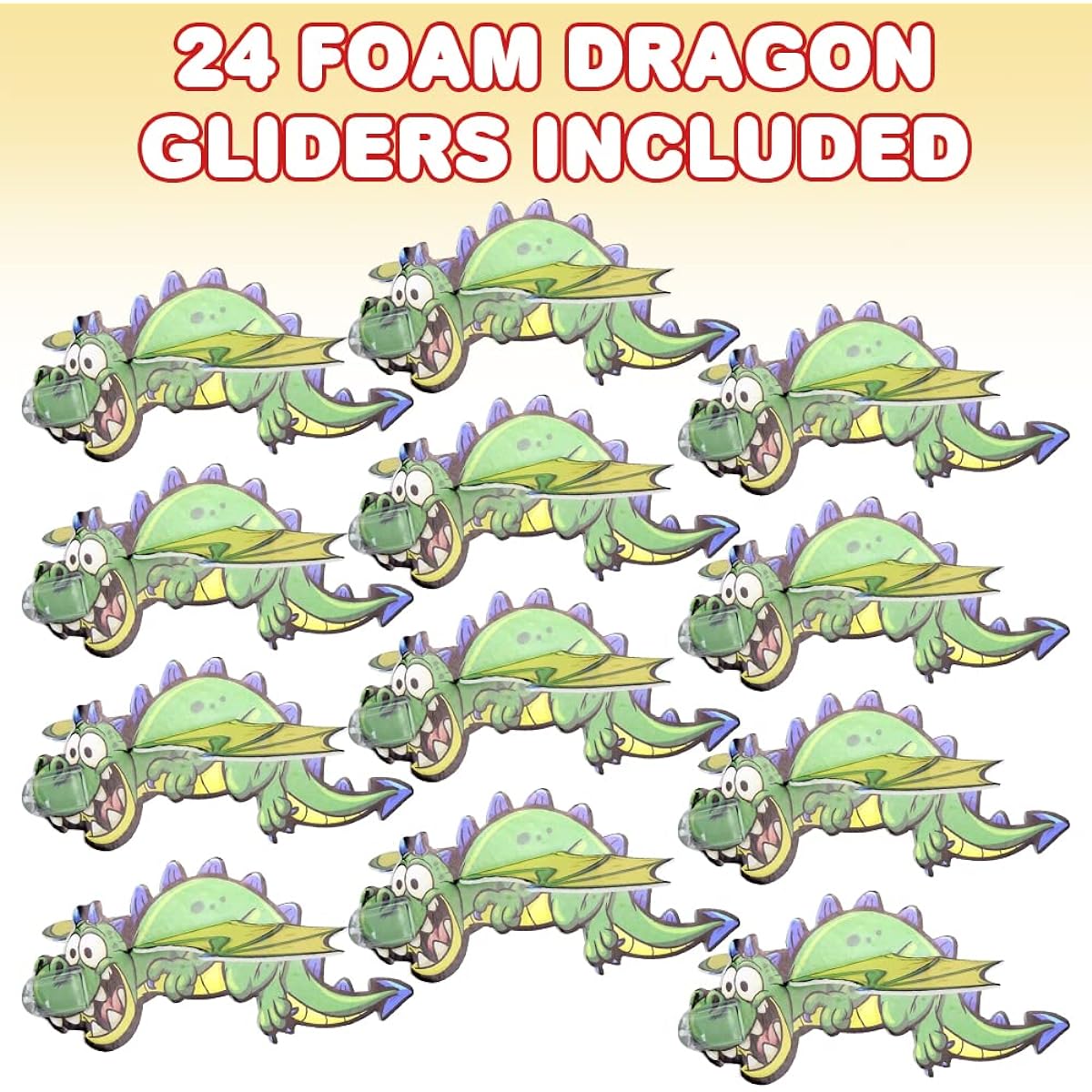 ArtCreativity Foam Flying Dragon Gliders Set of 24 - Lightweight Glider Airplanes for Boys & Girls - Individually Wrapped - Fun Birthday Party Favors Goodie Bag Fillers for Kids