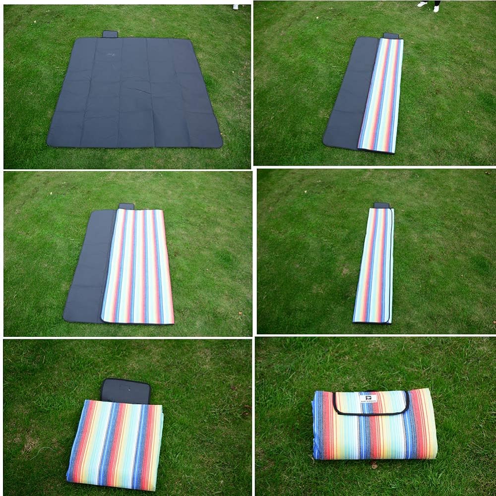 Blue Giraffe Leisure Sheet, Thick Picnic Sheet, Large Size, 200X200cm, 3 Layer Structure, Leisure Mat, Outdoor Cushion, Waterproof, Stylish, Checkered Pattern, Washable, Fireworks Festival, Sports Day, Excursion