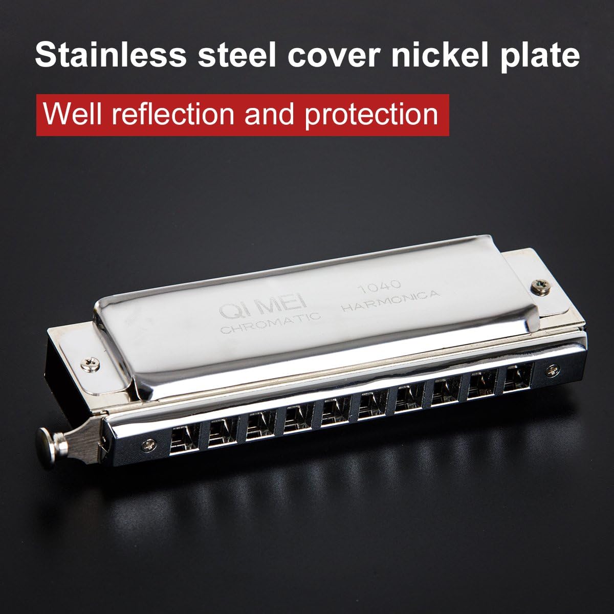 kmise harmonica 10 holes 40 tones C tune with case phosphor bronze reed chromatic harmonica for beginners and professionals for study and practice