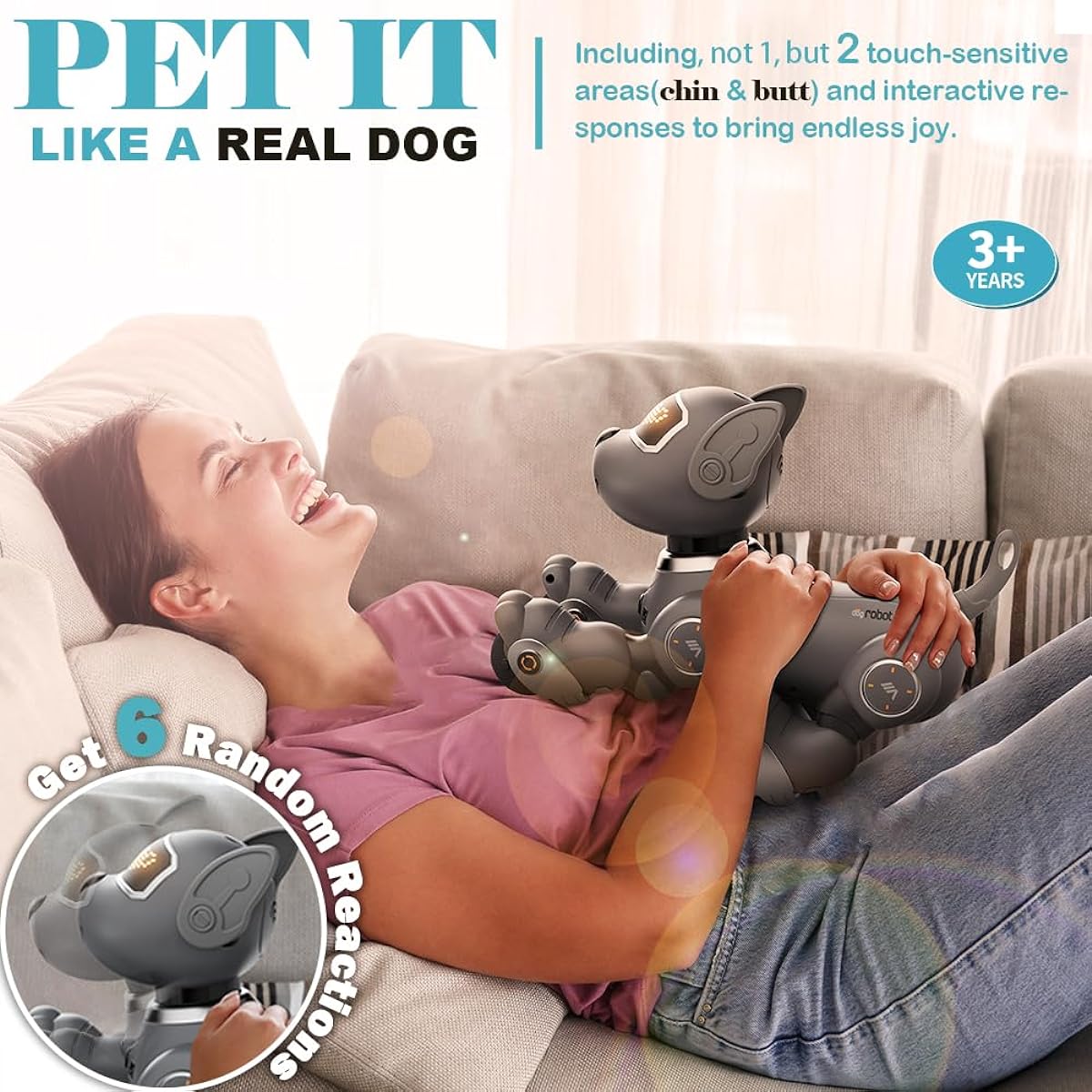 VATOS Robot Dog Toy for Kids, Voice & 2.4GHz Remote Control Robot Pet with Interactive Touch Sensor, 20+ Response Program Modes, Robot Puppy Toy for Kids Boys Girls
