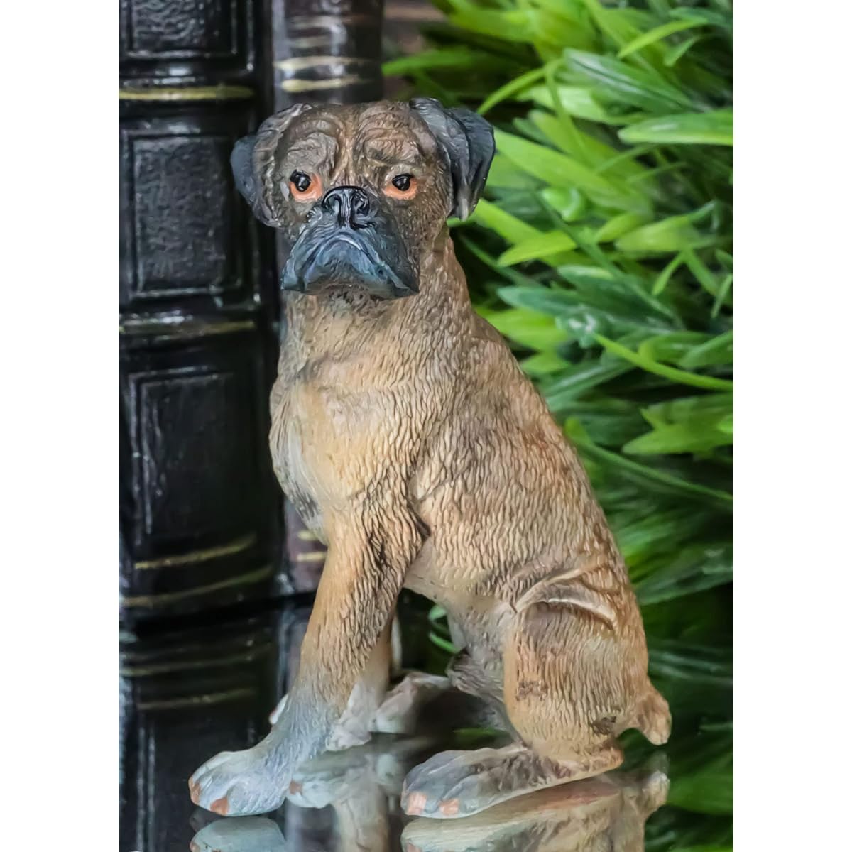 Ebros Gift Adorable Sitting Brindle Boxer Dog Miniature Figurine Fine Pedigree Dog Boxer Breed Lifelike Details Dollhouse Mini Collector's Decor