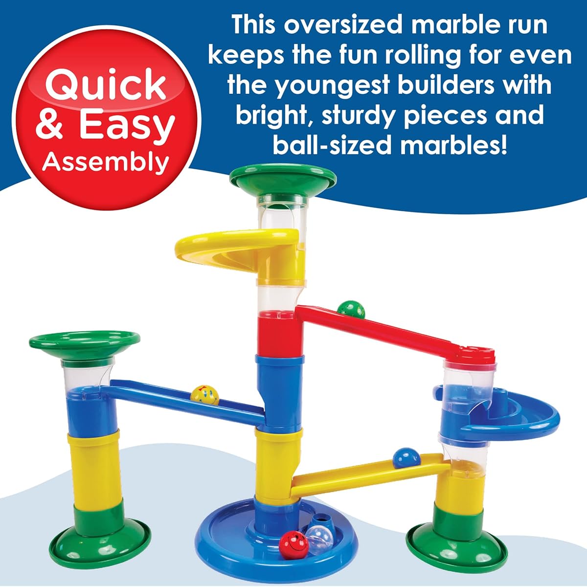 MindWare Junior Marble Run - Simple and Fun MindWare Marble Run Building Set for Ages 12+ Months
