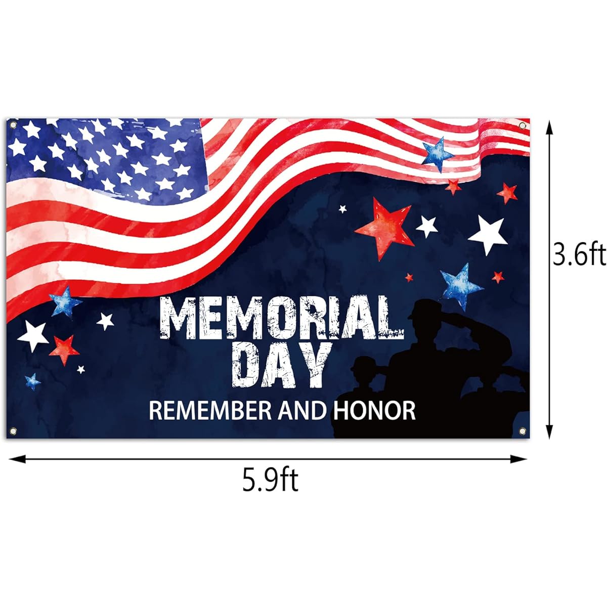 Memorial Day Background Banner Remember and Honor American Patriotic Stars and Stripes Photo Wall Background Decor