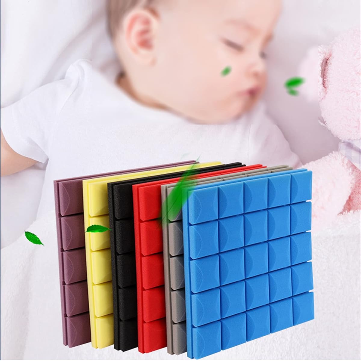 Wall Decorative Acoustic Panels, Self-Adhesive Fireproof Sound Absorbing Cotton High Density Soundproof Foam for Home Theater or Cinema, Easy to Install (Black 50*50*3CM)