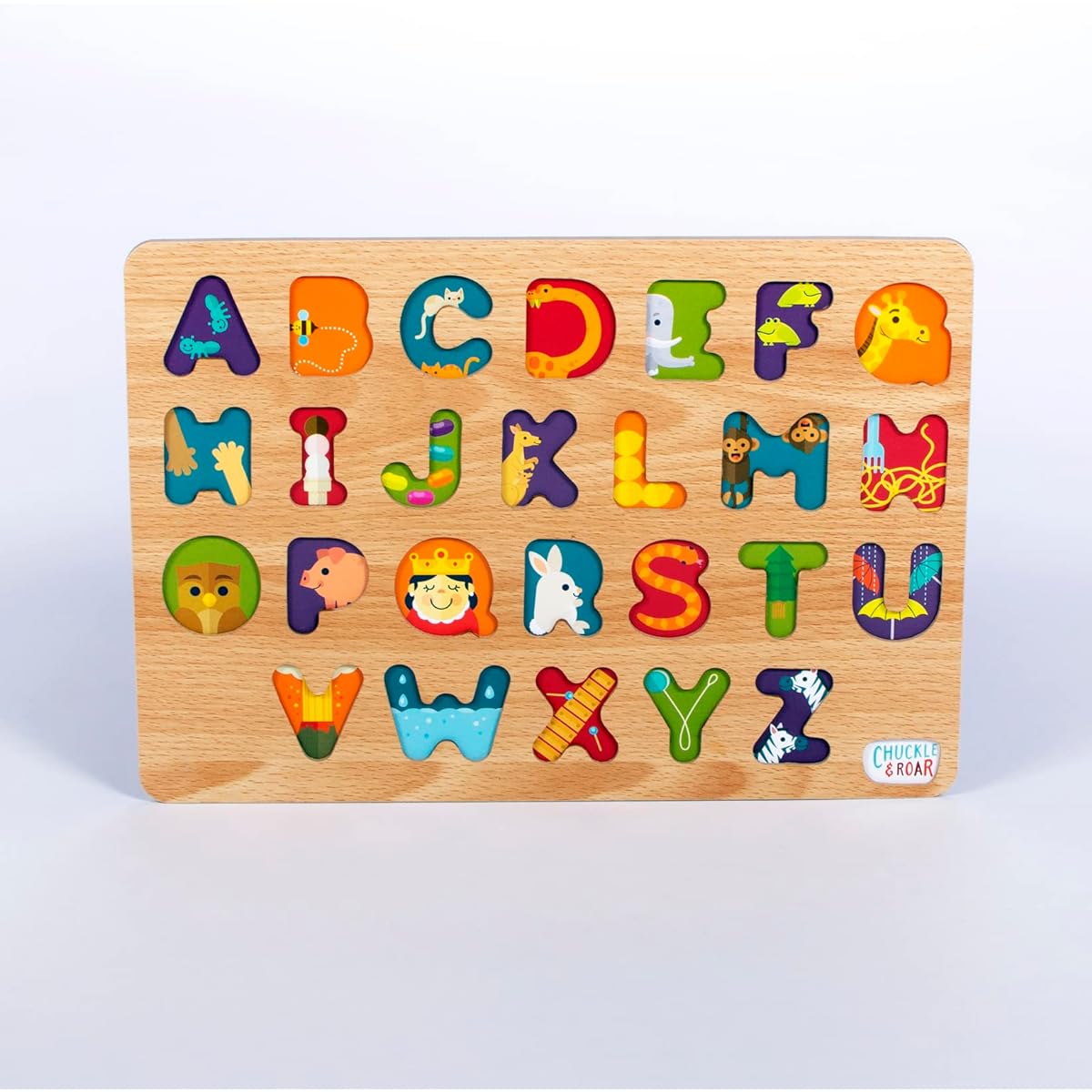 Chuckle & Roar - ABC and 123s Wooden Puzzle - Fun and Educational Wooden Puzzles for Kids - Fine Motor Skill Development - ABC26 123 Piece Puzzle (10 Pieces)