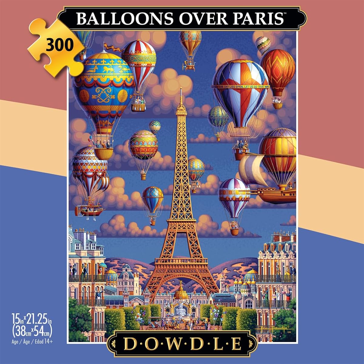 Buffalo Games - Dowdle - Balloons of Paris - 300 Large Piece Jigsaw Puzzle for Adults - Challenge Puzzle Perfect for Game Night - Finished Size 21.25 x 15.00