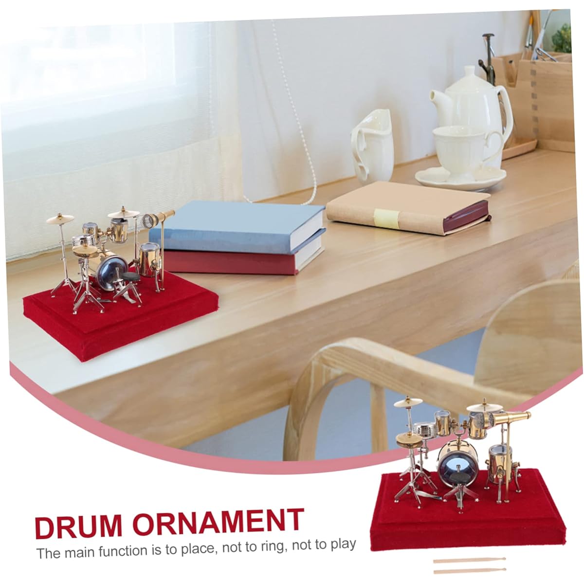VICASKY 3 Sets Home Durable Model Chic Girl Ornaments Dollhouse Metal Display Mini Decoration Delicate Props Antique Accessories House Exquisite Red