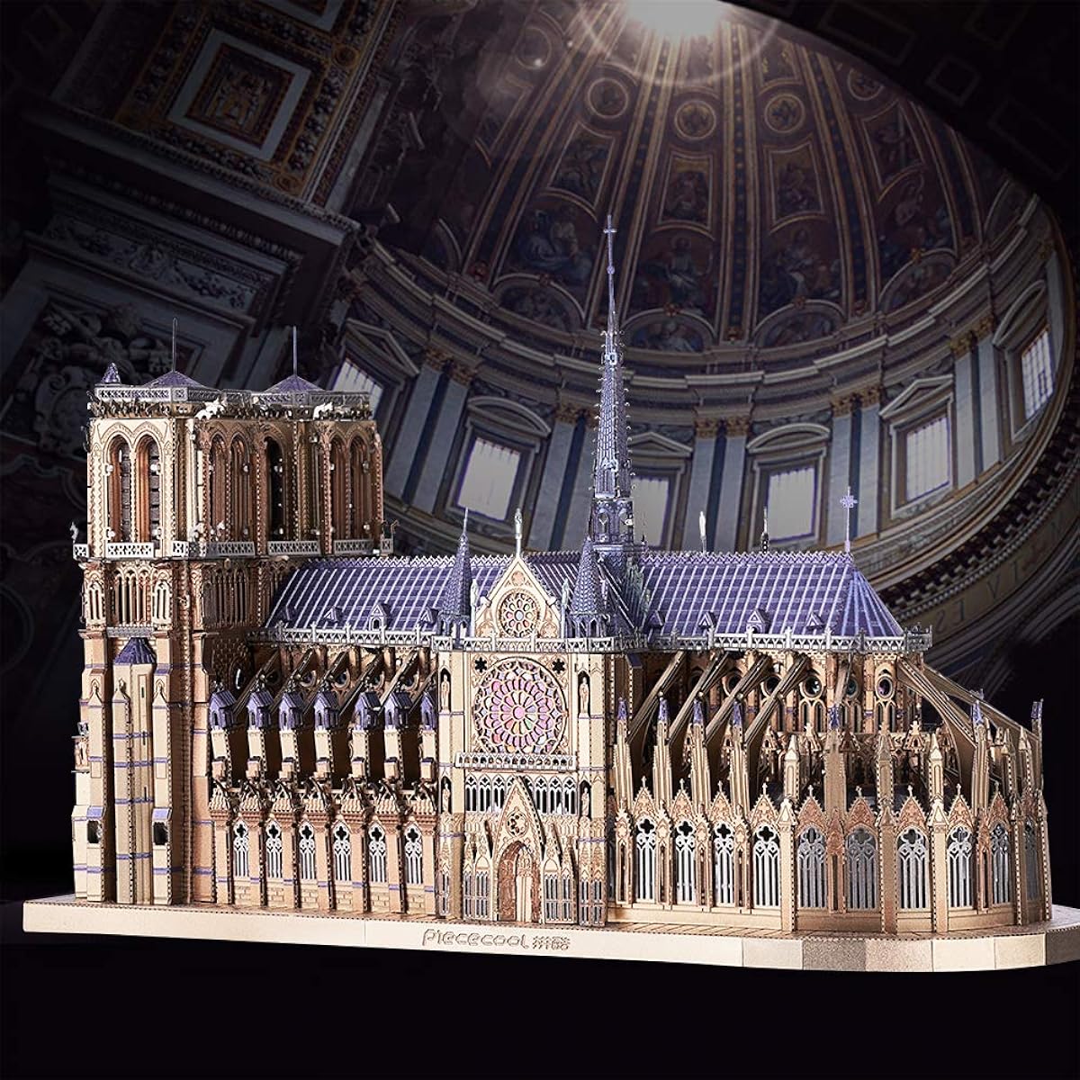Piececool 3D Puzzle Notre Dame Cathedral/Includes Auxiliary Tools DIY Metallic Nano Puzzle No Connecting Agent Required 3D Meta Puzzle for Adults Handmade Model Assembly Kit Folk Crafts Decoration Birthday Christmas Present Best Gift