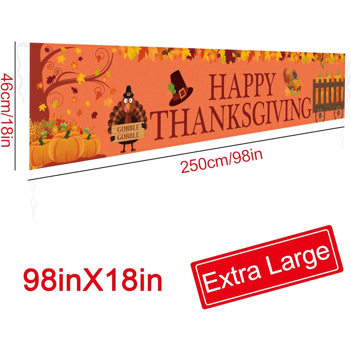 Large Thanksgiving Banner Thanksgiving Decorations Fall Banner Thanksgiving Turkey Maple Leaf Pumpkin Banner Thanksgiving Party Outdoor & Indoor Decoration Supplies (8.2 x 1.5 ft)