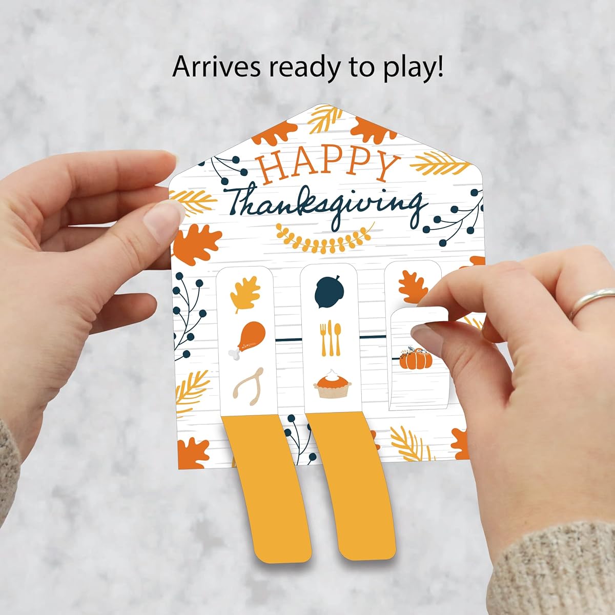Big Dot of Happiness Thanksgiving - Fall Harvest Party Game Pickle Cards - Pull Tabs 3 Inch - Set of 12