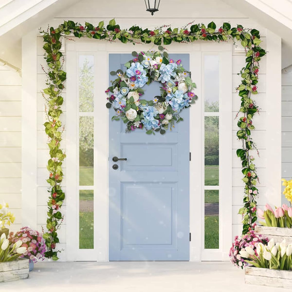 Spring wreath for front door 24 inch Euca release