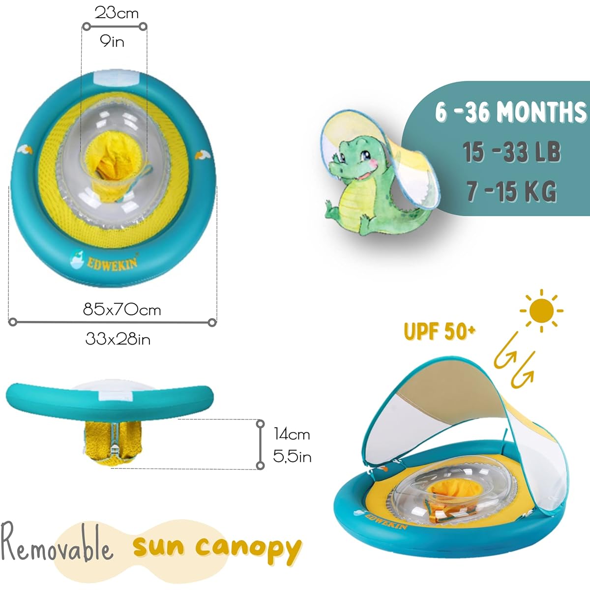 EDWEKIN Baby Float Inflatable Baby Pool Float