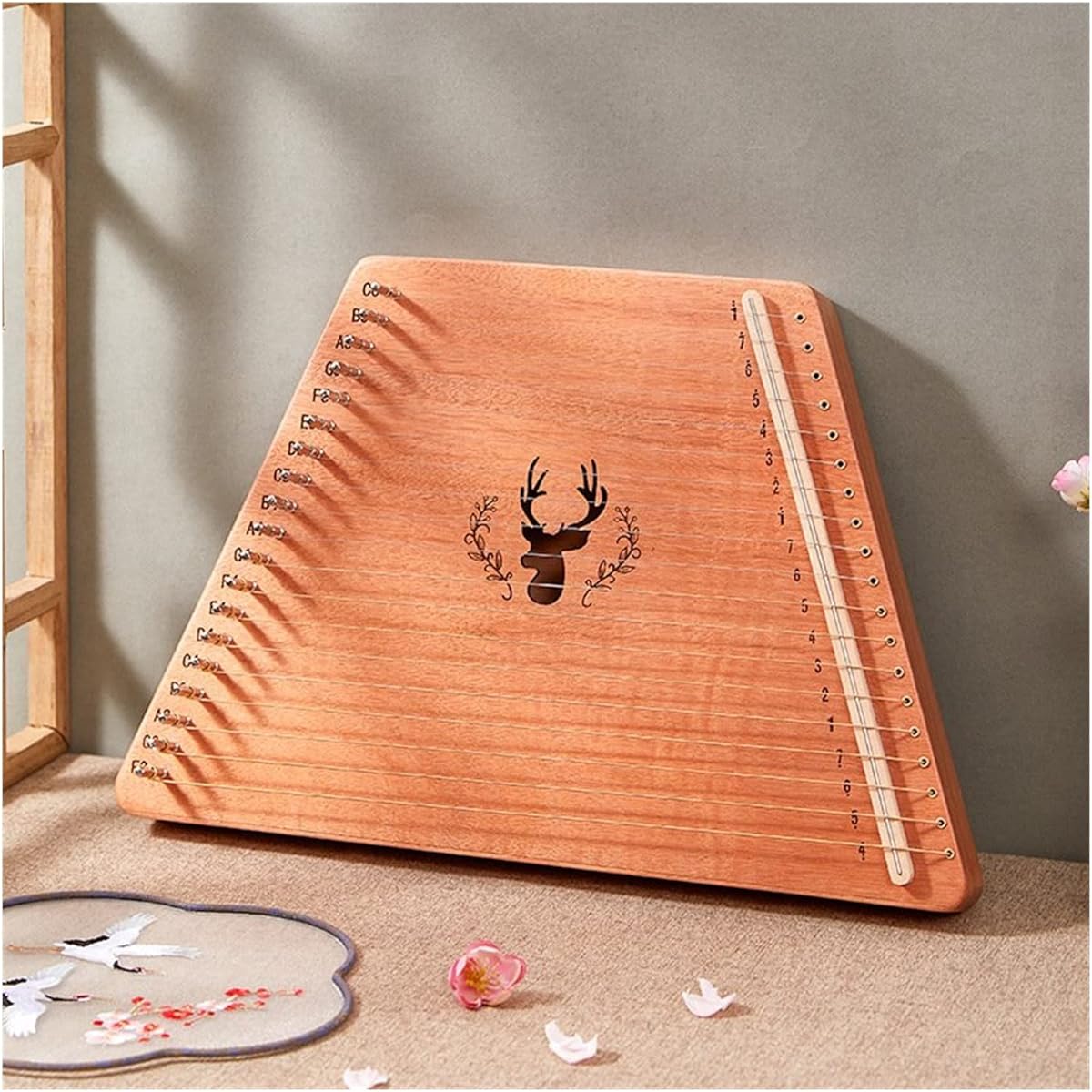 WowZza 19 String Lyra Harp Wooden Harp Beginner Harp Musical Instrument Portable Instrument Lyra Harp for Beginners/Wood Color