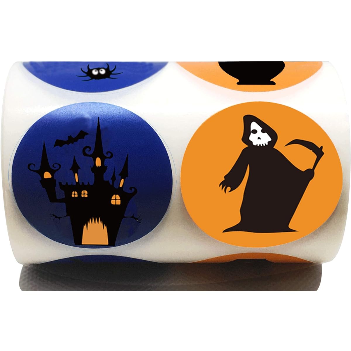 1.5" Round Halloween Character Stickers for Kids Alternating Designs - 250 Sheets Halloween Bat Witch Spider Stickers for Halloween Party Favors Goods Bags Scrapbooking Decorations
