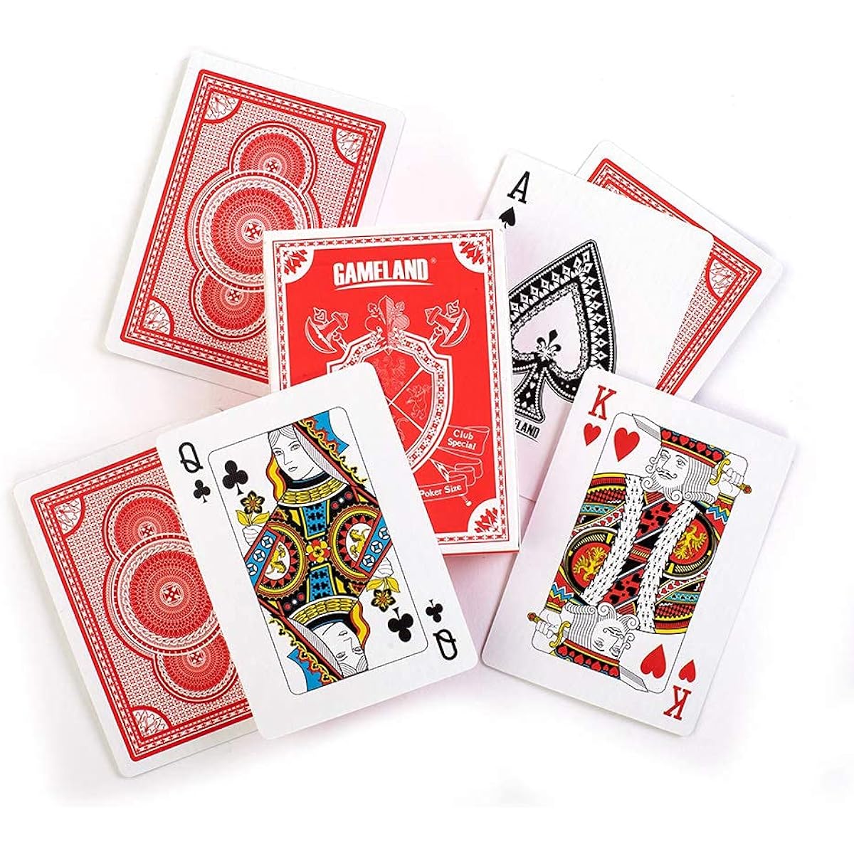 GAMELAND 12 Decks (6 Red/6 Blue) Premium Playing Cards Set Plastic Coated Poker Size Standard Index Blackjack Yusha Canasta Pinochle Card Games Casino Grade