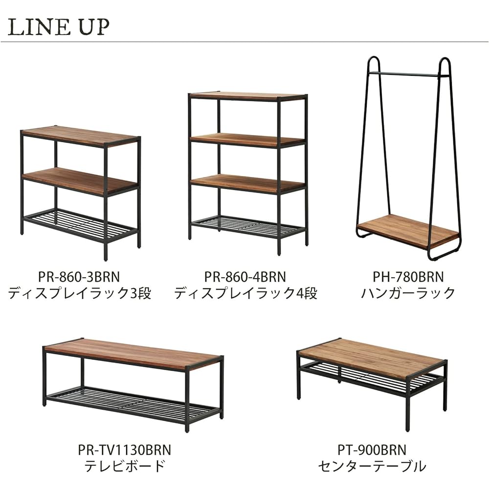 Garden Garden Iron*Wood Display Rack Slim Type 3 Tiers Width 86cm x Depth 28cm x Height 81cm Pine Wood Oil Finish PR-860SL-3BRN