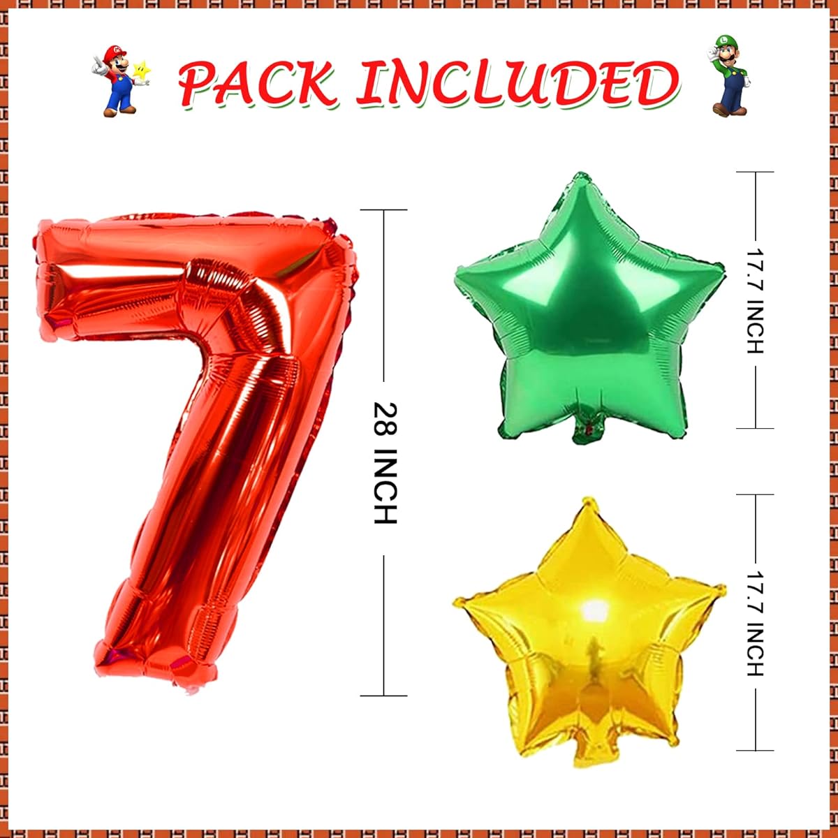 12pcs Super Birthday Balloons Brothers Theme Birthday Decorations Power Up Letter Balloons for Birthday Party (Red - 07)