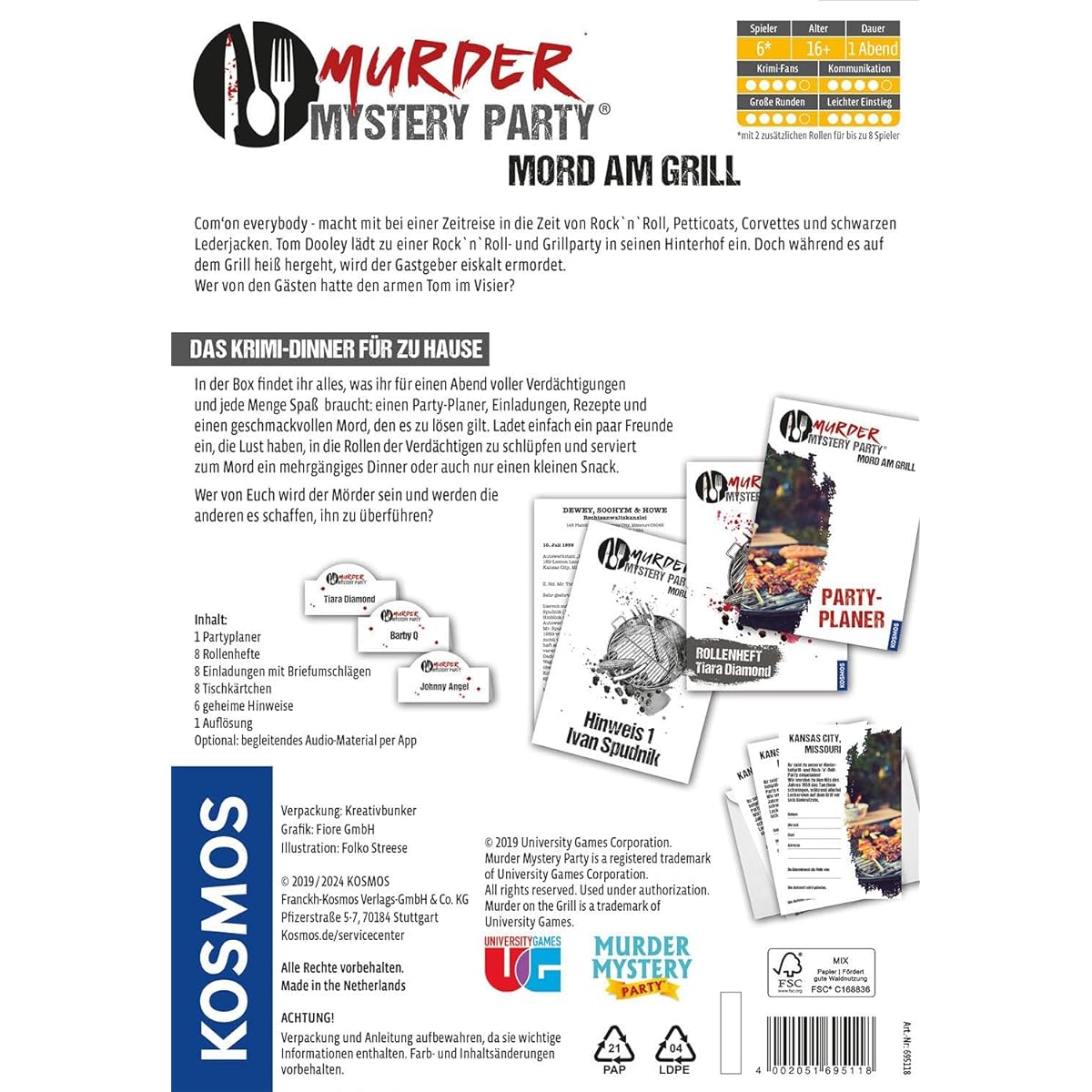 Murder Mystery Party - Murder at the Grill: 6-8 players