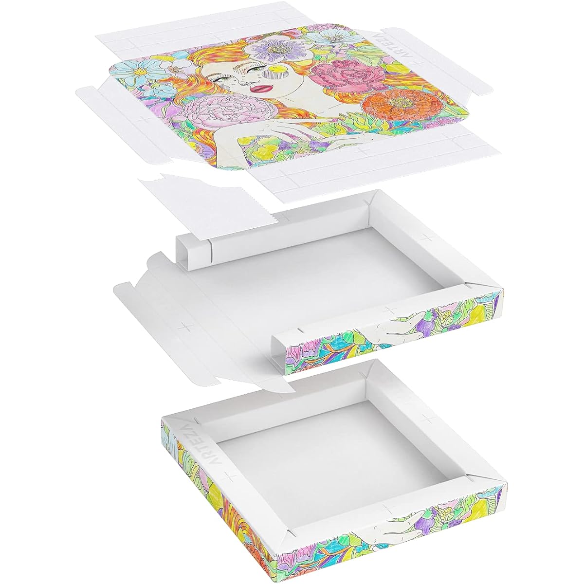 Arteza Adult Coloring Book, 10 x 11.5 Inch, 30 Portrait Illustrations, 210lb Paper, DIY Coloring Sheets, Folds into a 6x6 Inch Frame, Art Supplies for Relaxation, Reflection, Crafts