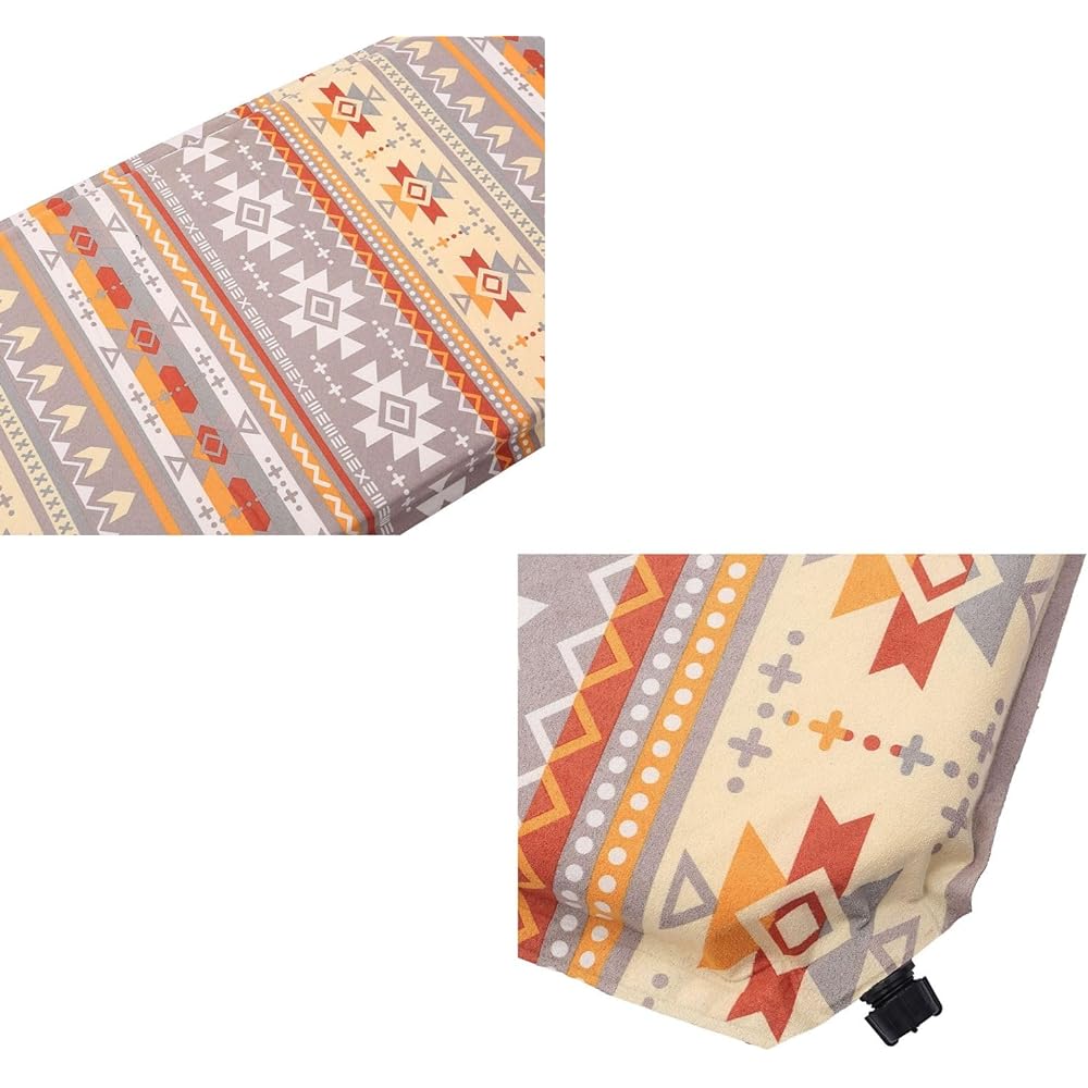 FUJIKAZE Ethnic Pattern Camping Mat, Car Sleeping Mat, 5cm Thickness, Inflator Mat, Warm, Winter Camping, Automatic Inflatable, Connectable, Storage Bag Included