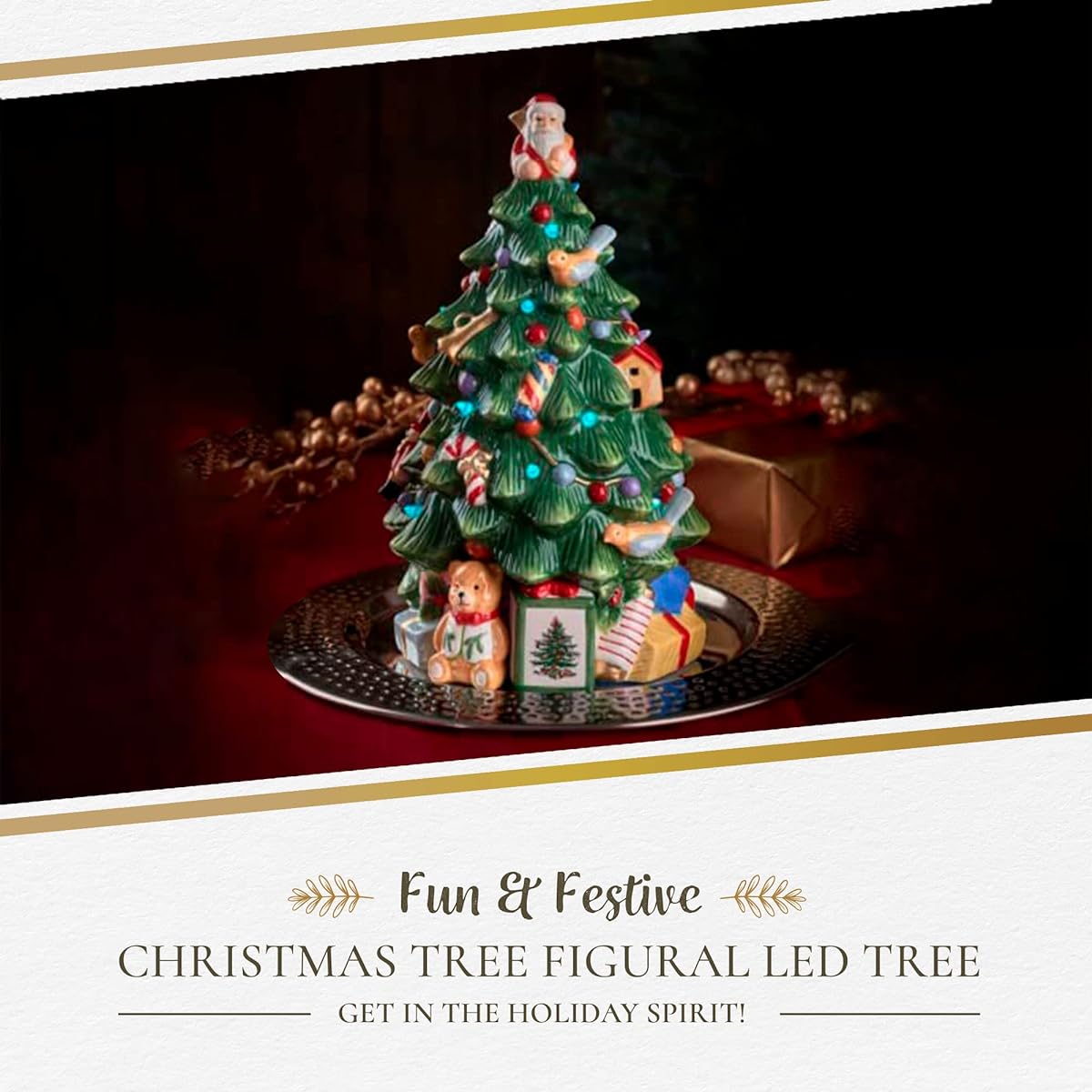 Mott Gifts Spode 250th Anniversary Figurine LED Tree 12"