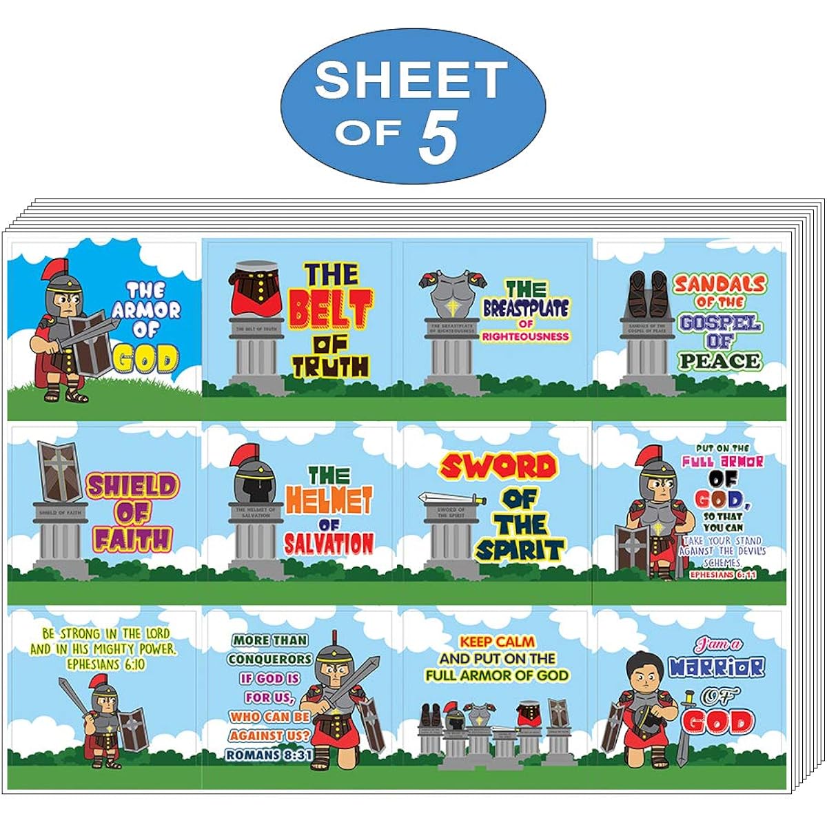 Armor of God Sticker Series (5 sheets) (5-sheets)