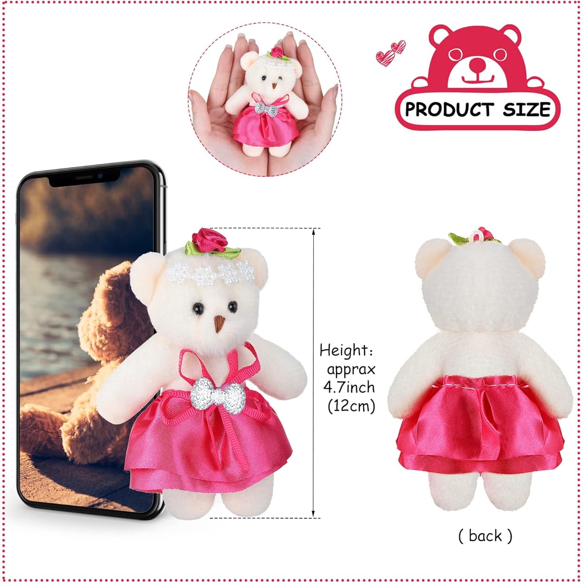 Civaner 30pcs Mini Stuffed Bear Plush Toys 4.3inch Valentine's Day Stuffed Animal Bear Toys Cute Mini Bears for Valentine's Day Birthday Cake Wedding Decoration Party Favors