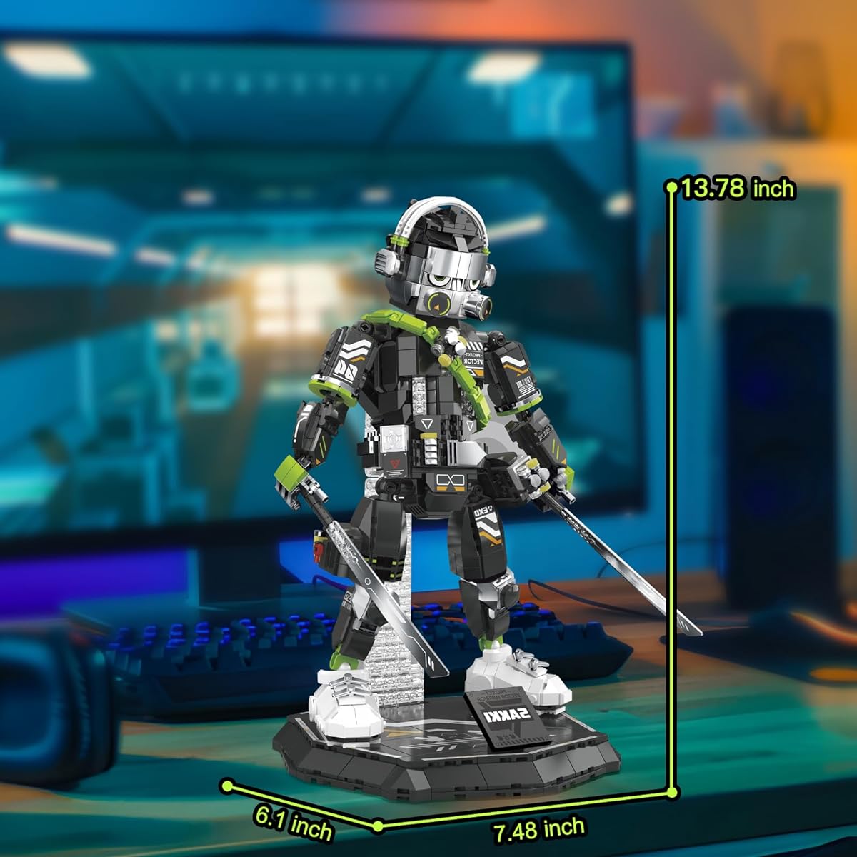 JMBricklayer Mecha Building Toy 70132 Trendy Look Vector Warrior Robot Model Kit Cool Action Figure Display Decoration with Base Creative Gift for Boys/Girls/Teens/Adults (1300 Pieces)