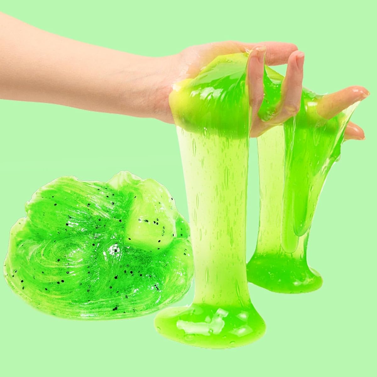 2 Pack Scented Crunch Slime, Jelly Cube Slime and Stitch Slime, Squeeze and Squeak Sounds, Super Stretchy, Non Sticky, Glimmer Clear Slime, Party Gifts for Girls and Boys