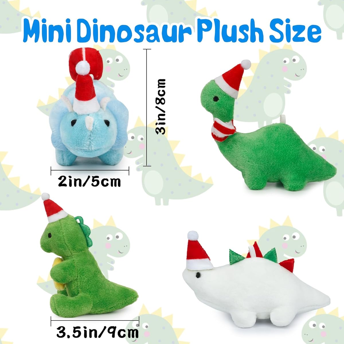 Desdfcer 4pcs Mini Dinosaur Plush Toys Small Dinosaur Stuffed Animals Mini Plush Toys Bulk Dinosaur Keychain Bulk for Backpack/Claw Machine/Party Favors/Christmas Tree