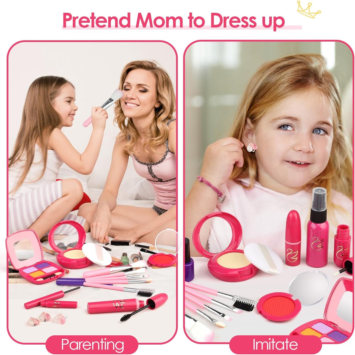 Woumserta Toddler Play House Makeup for Girls 2 Years Old 3 Years Old 4 Years Old 5 Years Old 6 Years Old Toddler Makeup Kit Fake Makeup Swan Wallet Wallet Set Jewelry Set Birthday Gift Girl Toys