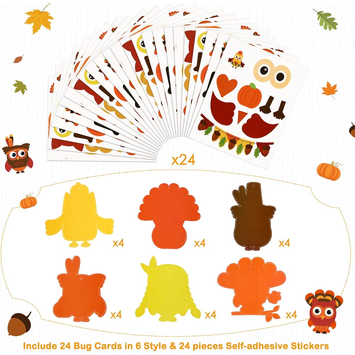 Owl Decoration DIY Owl Fall Craft Kit Thanksgiving Crafts Kids Paper Craft Kit Owl Shape with Pumpkin Gift Favors Thanksgiving Projects Home Class Games Activities (24)