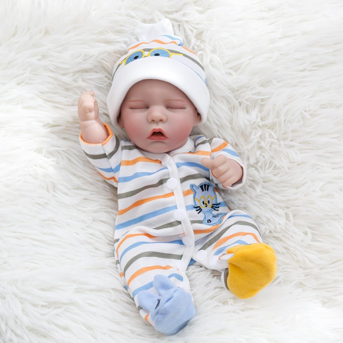 FASMAS Lifelike Reborn Baby Doll, 12 Inch Lifelike Newborn Full Vinyl Sleeping Baby Doll Lifelike Lifelike Newborn Baby Doll Toy Gift for Girls and Boys Ages 3 4 5 6+