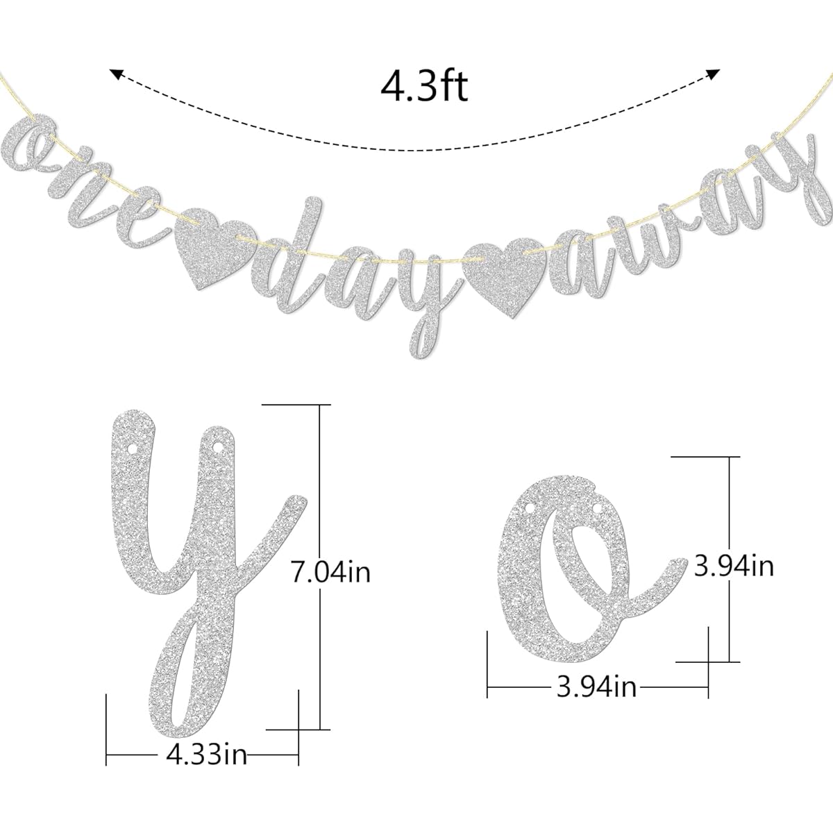 One Day Away Banner Rehearsal Dinner Decoration Supplies Wedding Party Sign Tomorrow We Do Pre-stretched Photo Backdrop Silver Glitter
