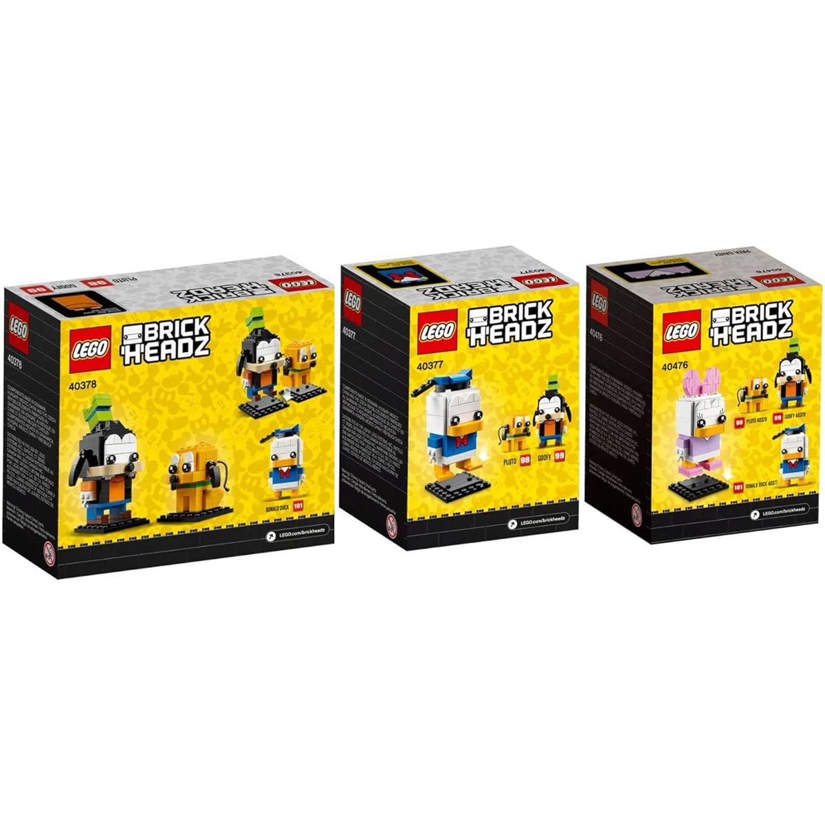 Lego Brickheadz Disney Pluto + Goofy (40378), Daisy Duck (40476) & Donald Duck (40377) Exclusive Bundle