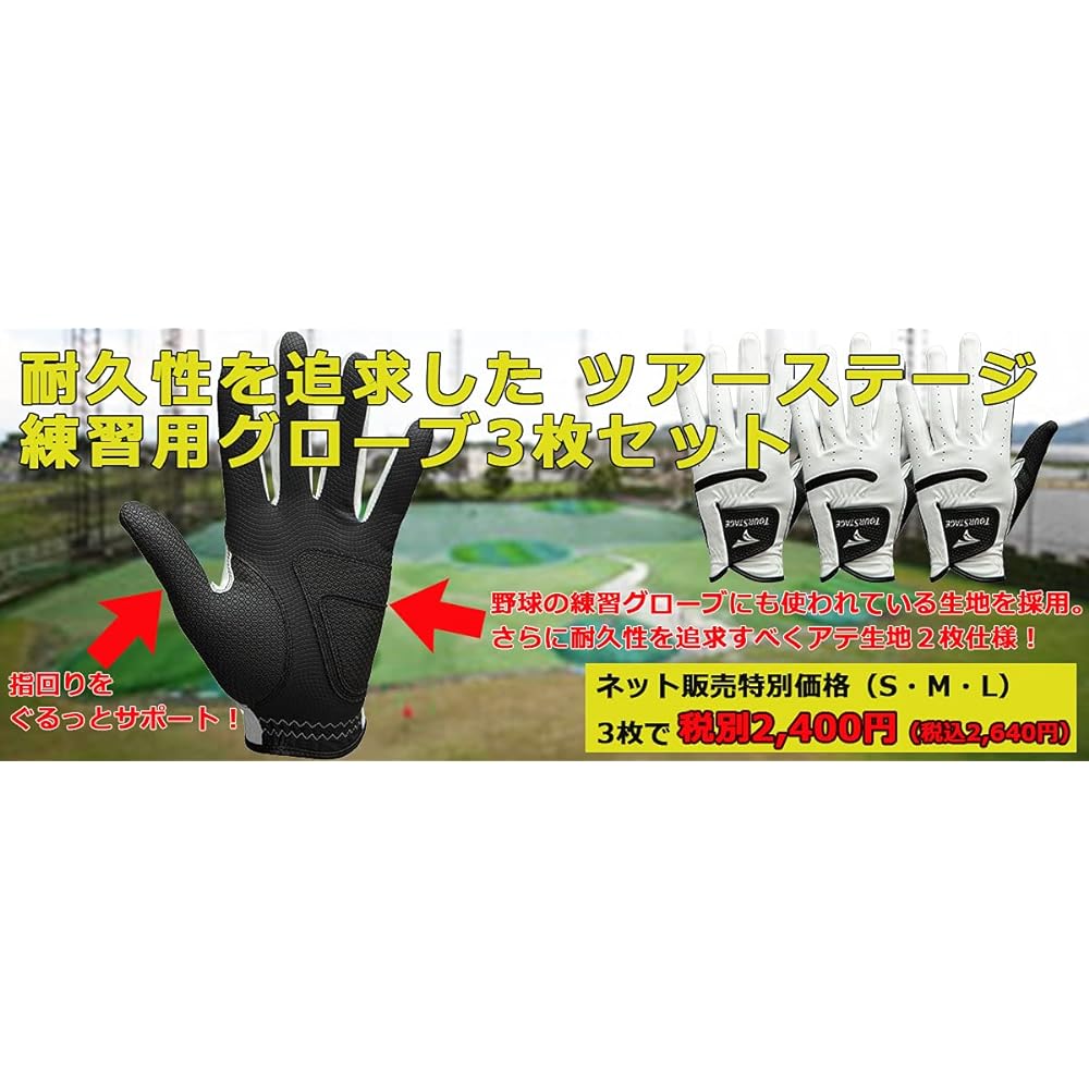 BRIDGESTONE Practice Golf Glove Set of 3 Men's (TOURSTAGE GLTS1T WK)