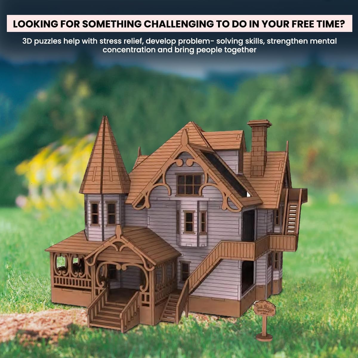 Bird's Wood Shack Pink Palace Coraline Dollhouse Model Kit with Intricate Details Easy to Assemble 3D Wooden Puzzle DIY Craft Kit for Adults Escalate 1:48