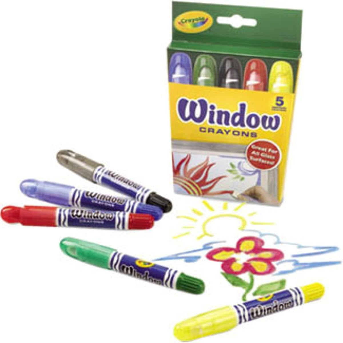 Crayola Washable Window Crayons, Assorted Colors, Box of 5